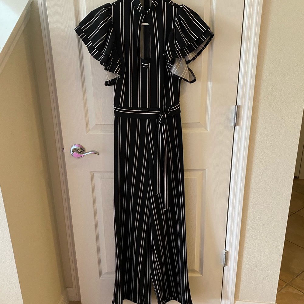 Black and white striped jumpsuit. Small